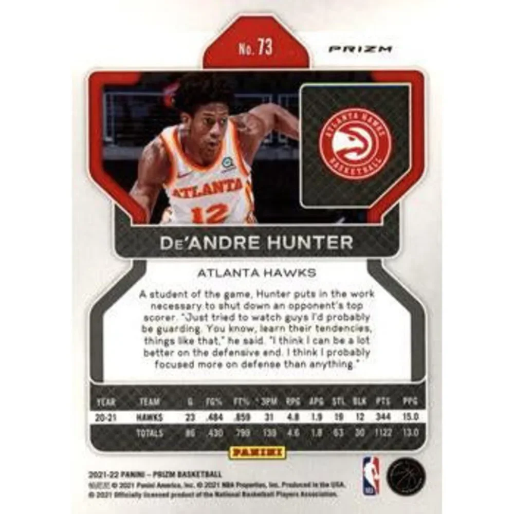2021-22 Panini Silver Prizm De'Andre Hunter 73 Atlanta Hawks